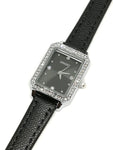 Montre femme strass bracelet cuir noir