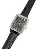 Montre femme strass bracelet cuir noir