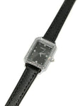 Montre femme strass bracelet cuir noir