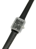 Montre femme strass bracelet cuir noir