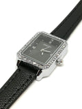 Montre femme strass bracelet cuir noir