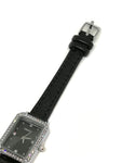 Montre femme strass bracelet cuir noir