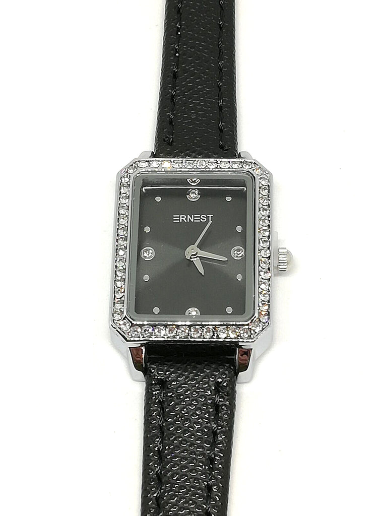 Bague montre doigt brillant strass décoration Quartz Bague montre pour les  femmes (Noir)