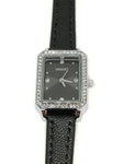 Montre femme strass bracelet cuir noir