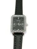 Montre femme strass bracelet cuir noir