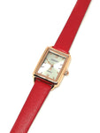 Montre cuir rouge