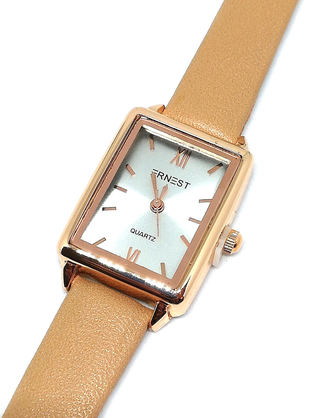 Montre Femme Vintage à Quartz - Cadran Carré Noir, Bracelet Cuir Marron, Taille Grande