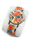 Montre fleurie orange