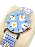 Montre marguerite bleu