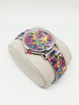 Montre femme tendance motif coeur multicolore