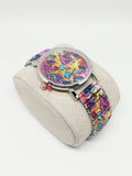 Montre femme tendance motif coeur multicolore