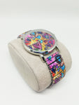 Montre femme tendance motif coeur multicolore
