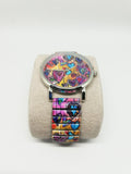 Montre femme tendance motif coeur multicolore