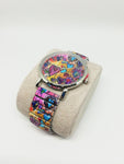 Montre femme tendance motif coeur multicolore