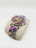 Montre femme tendance motif coeur multicolore
