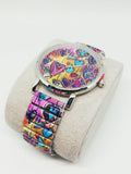 Montre femme tendance motif coeur multicolore