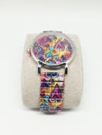 Montre femme tendance motif coeur multicolore