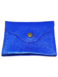 Porte monnaie cuir bleu nuit brillant