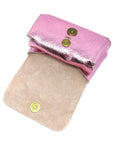 Porte monnaie cuir rose bombon brillant