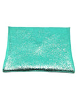 Porte monnaie cuir turquoise brillant