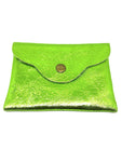 Porte monnaie cuir vert pomme brillant