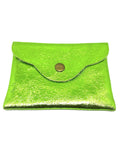 Porte monnaie cuir vert pomme brillant