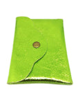 Porte monnaie cuir vert pomme brillant